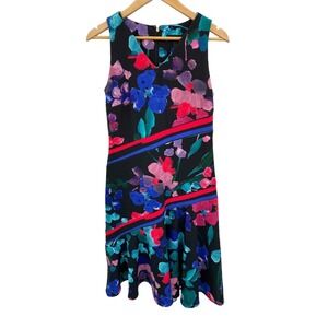 Donna Karen New York Dress Womens 6 Black Polyester abstract floral print